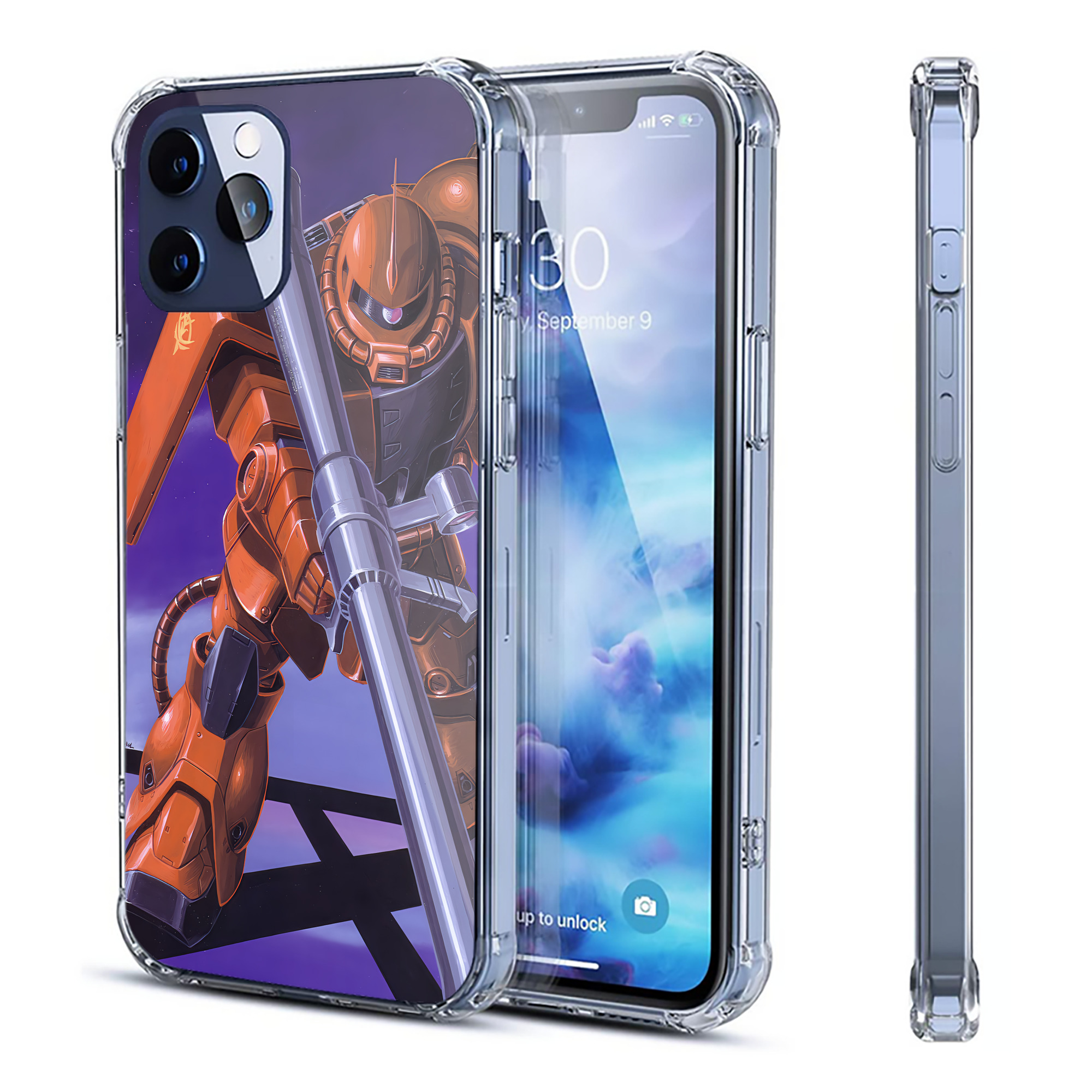 （画像用） 機動戦士ガンダム Mobile Suit Gundam 【iPhone 12シリーズ対応】透明スマホケース（クリアソフトケース）